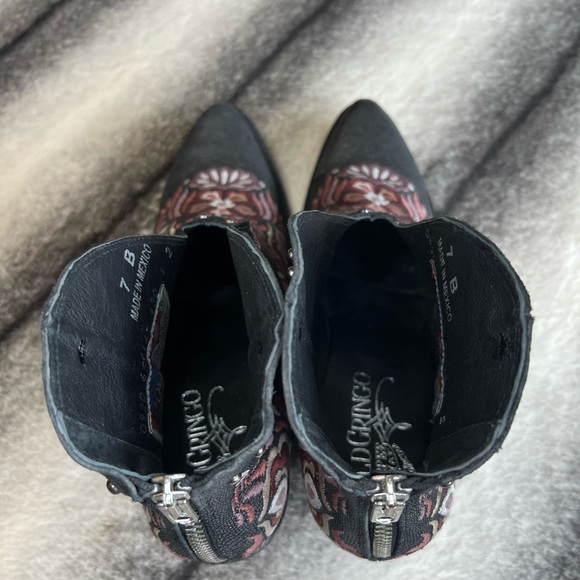 Old Gringo Janely 6” Black Floral Studded Western Cowboy Boots Booties - Picture 7 of 13